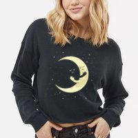 Moon Hug Sky Filled With Stars Cropped Pullover Crew