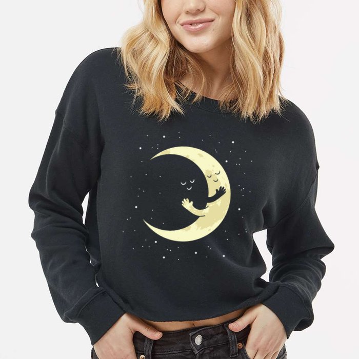Moon Hug Sky Filled With Stars Cropped Pullover Crew