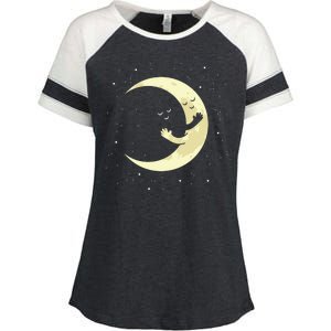 Moon Hug Sky Filled With Stars Enza Ladies Jersey Colorblock Tee