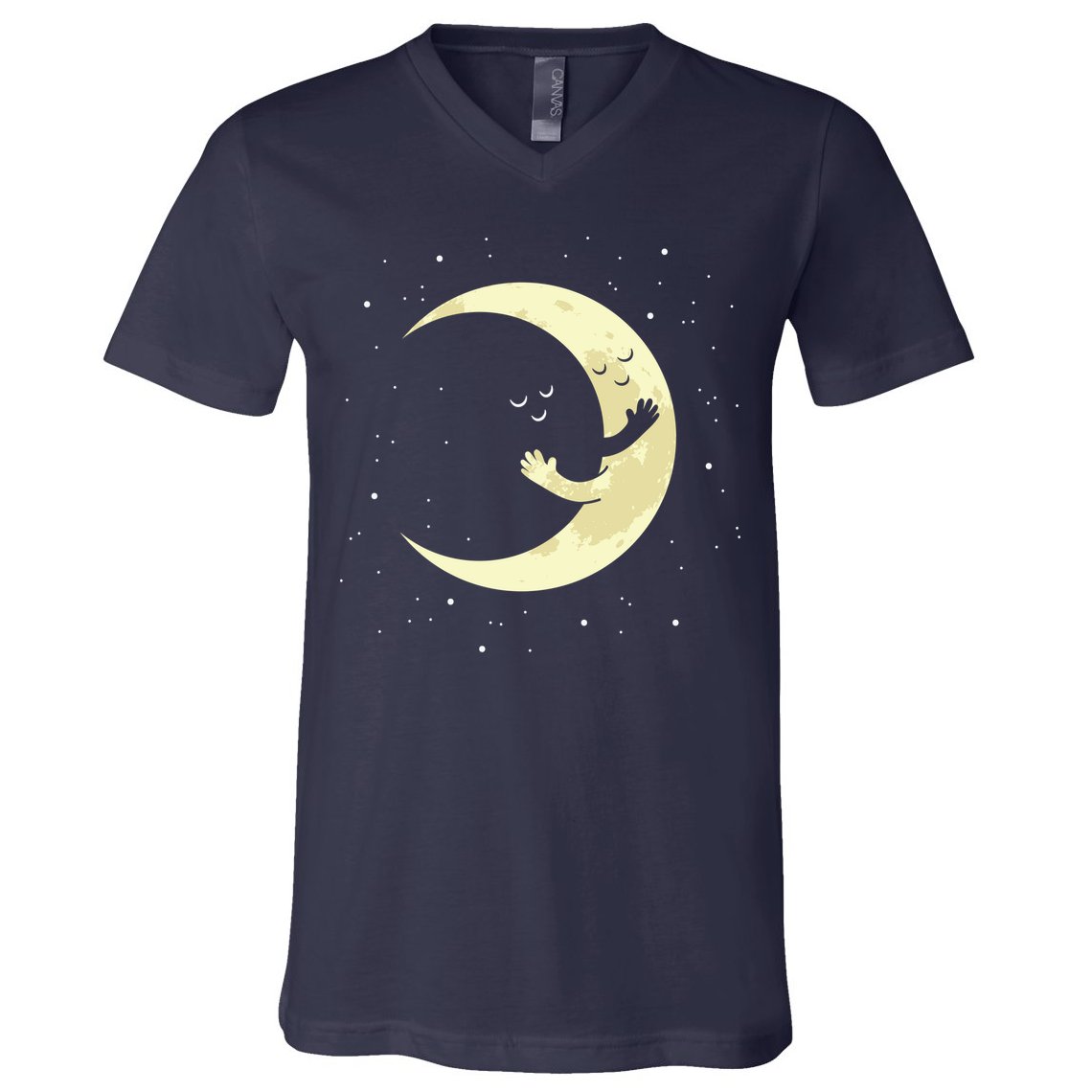 Moon Hug Sky Filled With Stars V-Neck T-Shirt