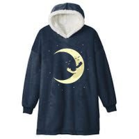 Moon Hug Sky Filled With Stars Hooded Wearable Blanket