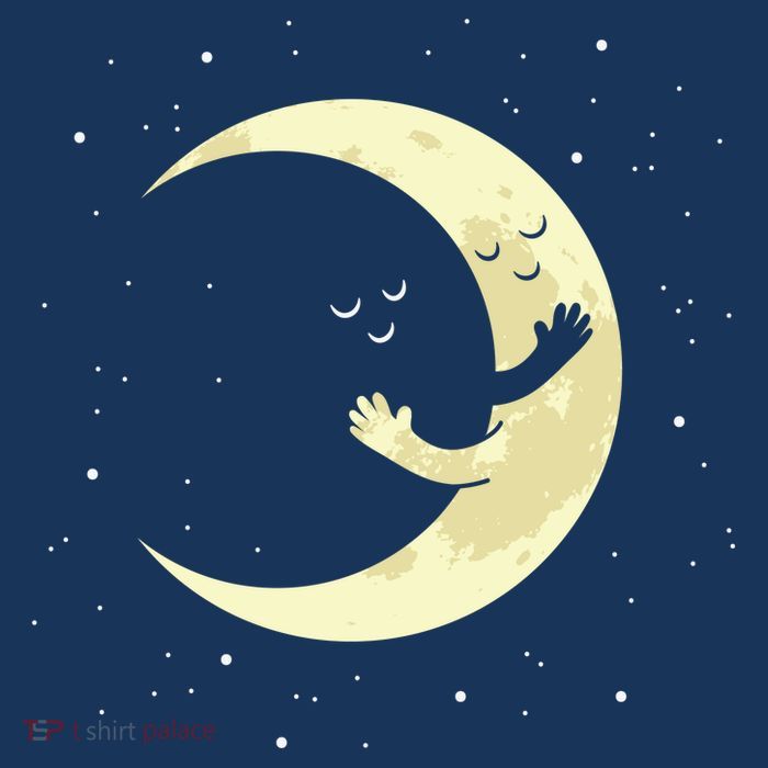 Moon Hug Sky Filled With Stars Drawstring Bag