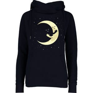 Moon Hug Sky Filled With Stars Womens Funnel Neck Pullover Hood