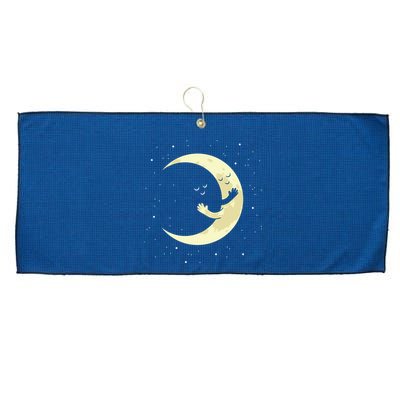 Moon Hug Sky Filled With Stars Large Microfiber Waffle Golf Towel