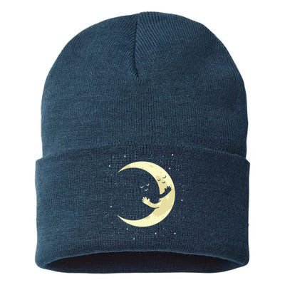 Moon Hug Sky Filled With Stars Sustainable Knit Beanie