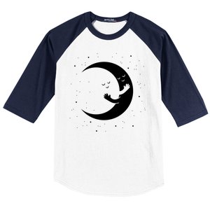 Moon Hug Sky Filled With Stars Baseball Sleeve Shirt