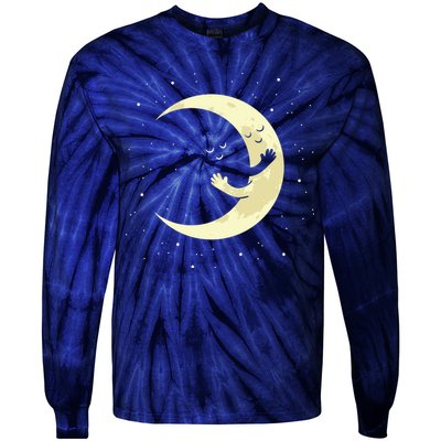 Moon Hug Sky Filled With Stars Tie-Dye Long Sleeve Shirt