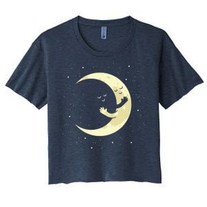 Moon Hug Sky Filled With Stars Women's Crop Top Tee