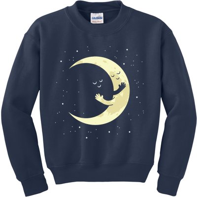 Moon Hug Sky Filled With Stars Kids Sweatshirt