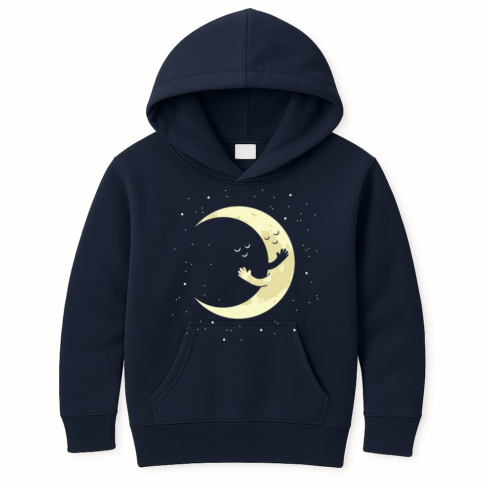 Moon Hug Sky Filled With Stars Kids Hoodie