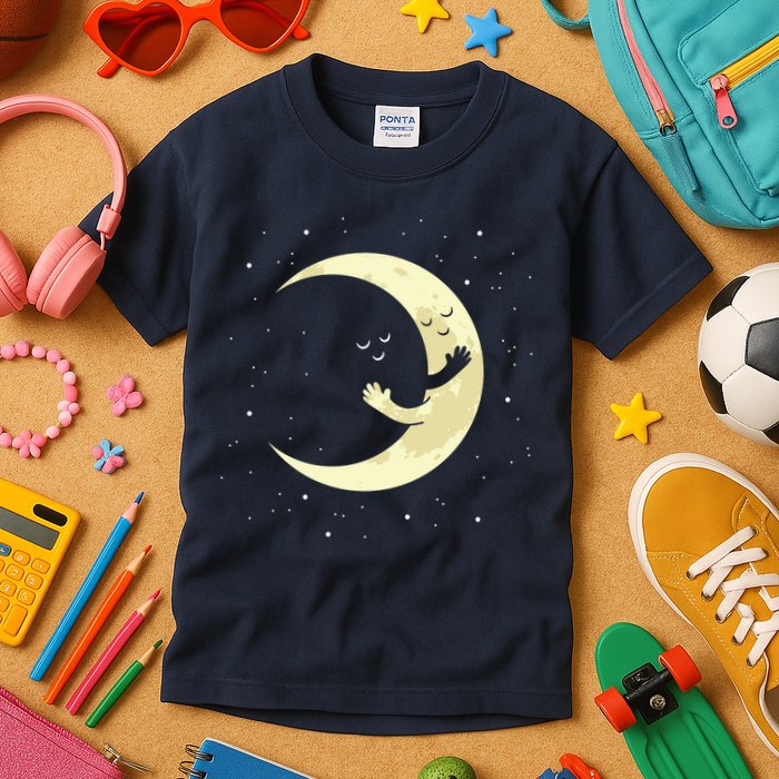 Moon Hug Sky Filled With Stars Kids T-Shirt