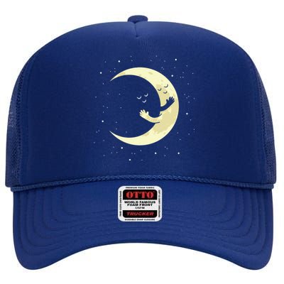 Moon Hug Sky Filled With Stars High Crown Mesh Back Trucker Hat