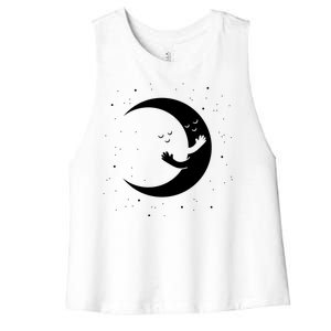 Moon Hug Sky Filled With Stars Women's Racerback Cropped Tank