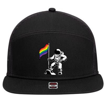 Moon Landing In Space Gay Pride 7 Panel Mesh Trucker Snapback Hat