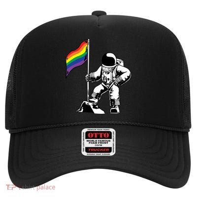 Moon Landing In Space Gay Pride High Crown Mesh Back Trucker Hat