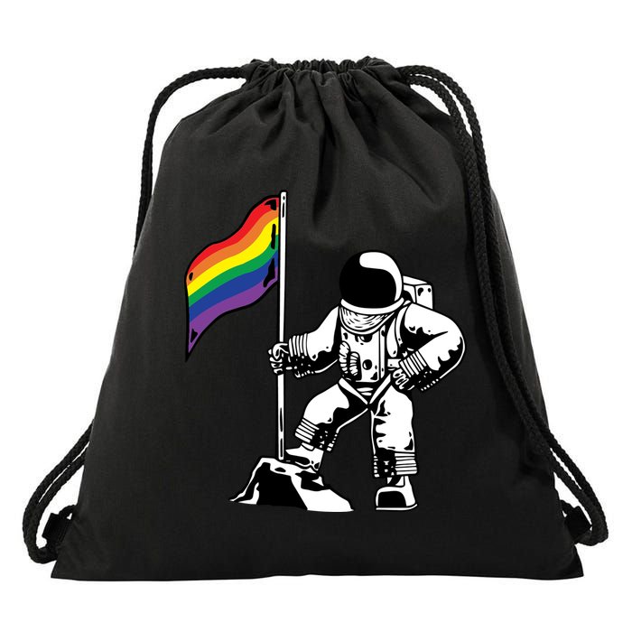 Moon Landing In Space Gay Pride Drawstring Bag
