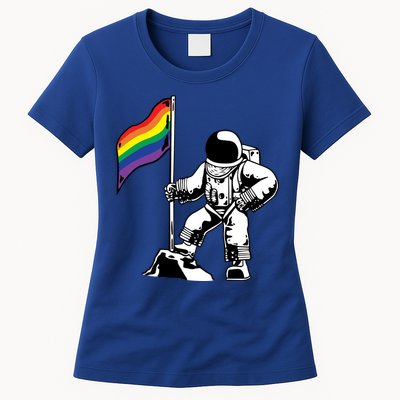 Moon Landing In Space Gay Pride Womens T-Shirt