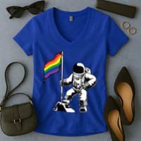 Moon Landing In Space Gay Pride Women's V-Neck T-Shirt