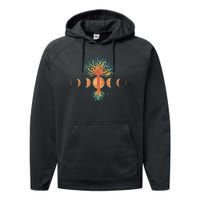 Moon Phases Tree Of Life Performance Fleece Hoodie