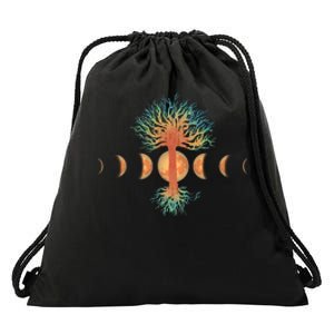 Moon Phases Tree Of Life Drawstring Bag