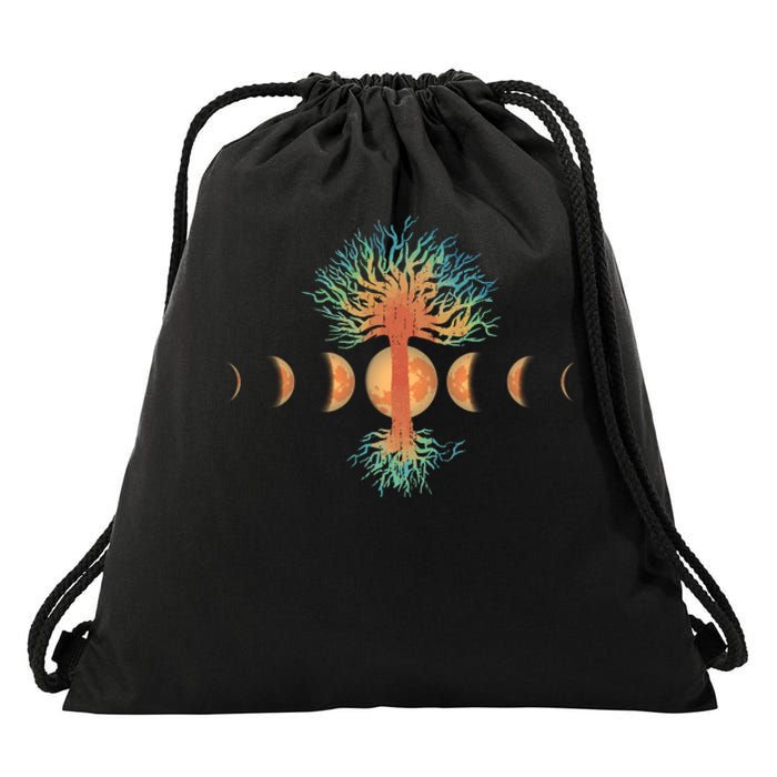 Moon Phases Tree Of Life Drawstring Bag