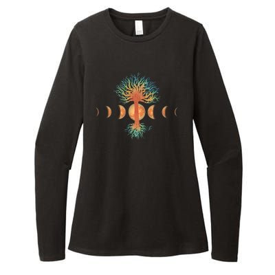 Moon Phases Tree Of Life Womens CVC Long Sleeve Shirt