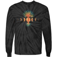 Moon Phases Tree Of Life Tie-Dye Long Sleeve Shirt