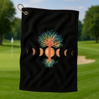 Moon Phases Tree Of Life Golf Towel