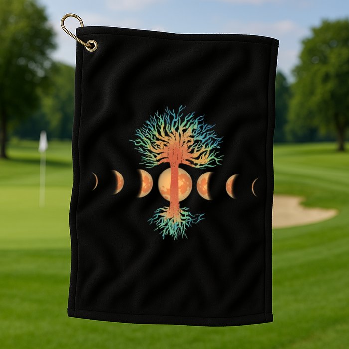 Moon Phases Tree Of Life Golf Towel