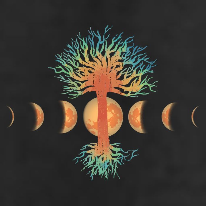 Moon Phases Tree Of Life Microfiber Hand Towel