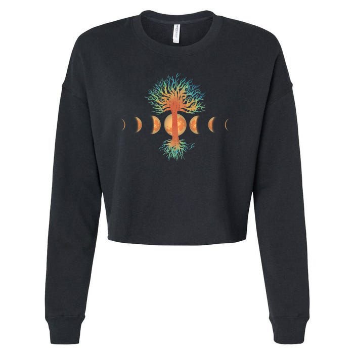 Moon Phases Tree Of Life Cropped Pullover Crew