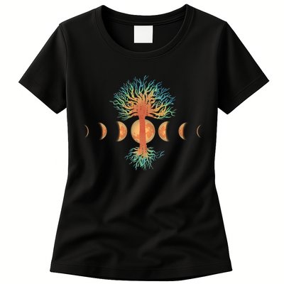 Moon Phases Tree Of Life Womens T-Shirt