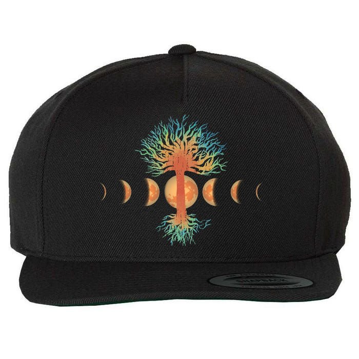 Moon Phases Tree Of Life Wool Snapback Cap