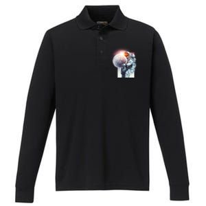 Moon Play Graphic Performance Long Sleeve Polo