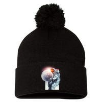 Moon Play Graphic Pom Pom 12in Knit Beanie