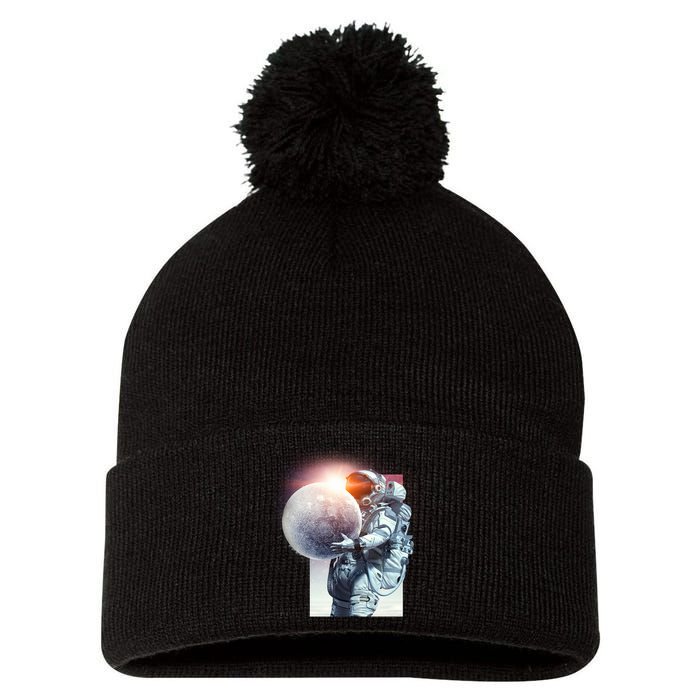 Moon Play Graphic Pom Pom 12in Knit Beanie