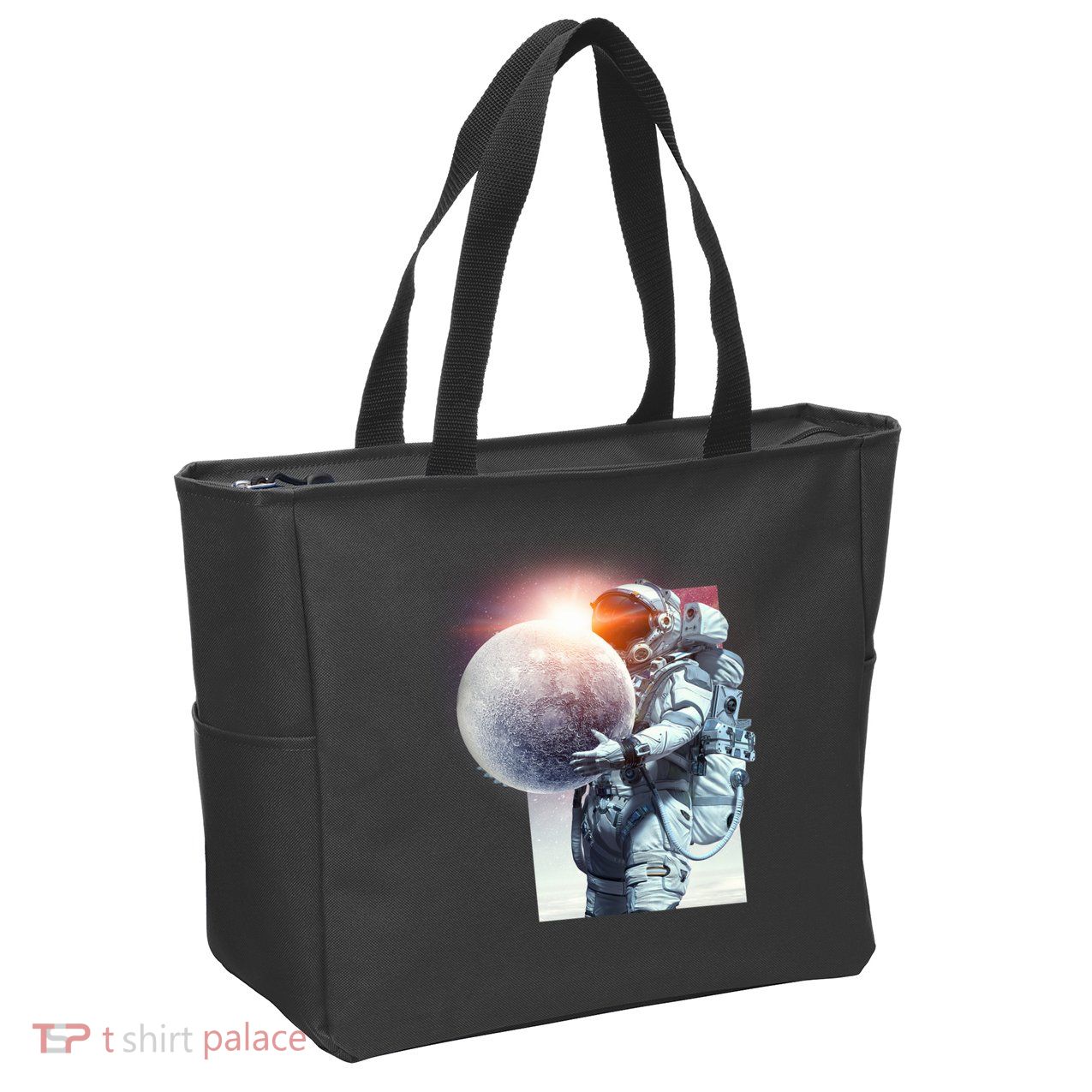 Moon Play Graphic Zip Tote Bag