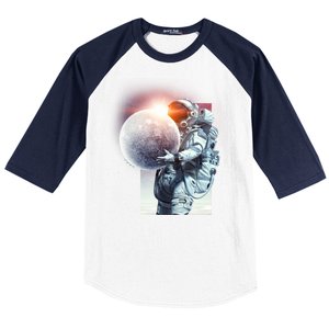 Moon Play Graphic Baseball Sleeve Shirt