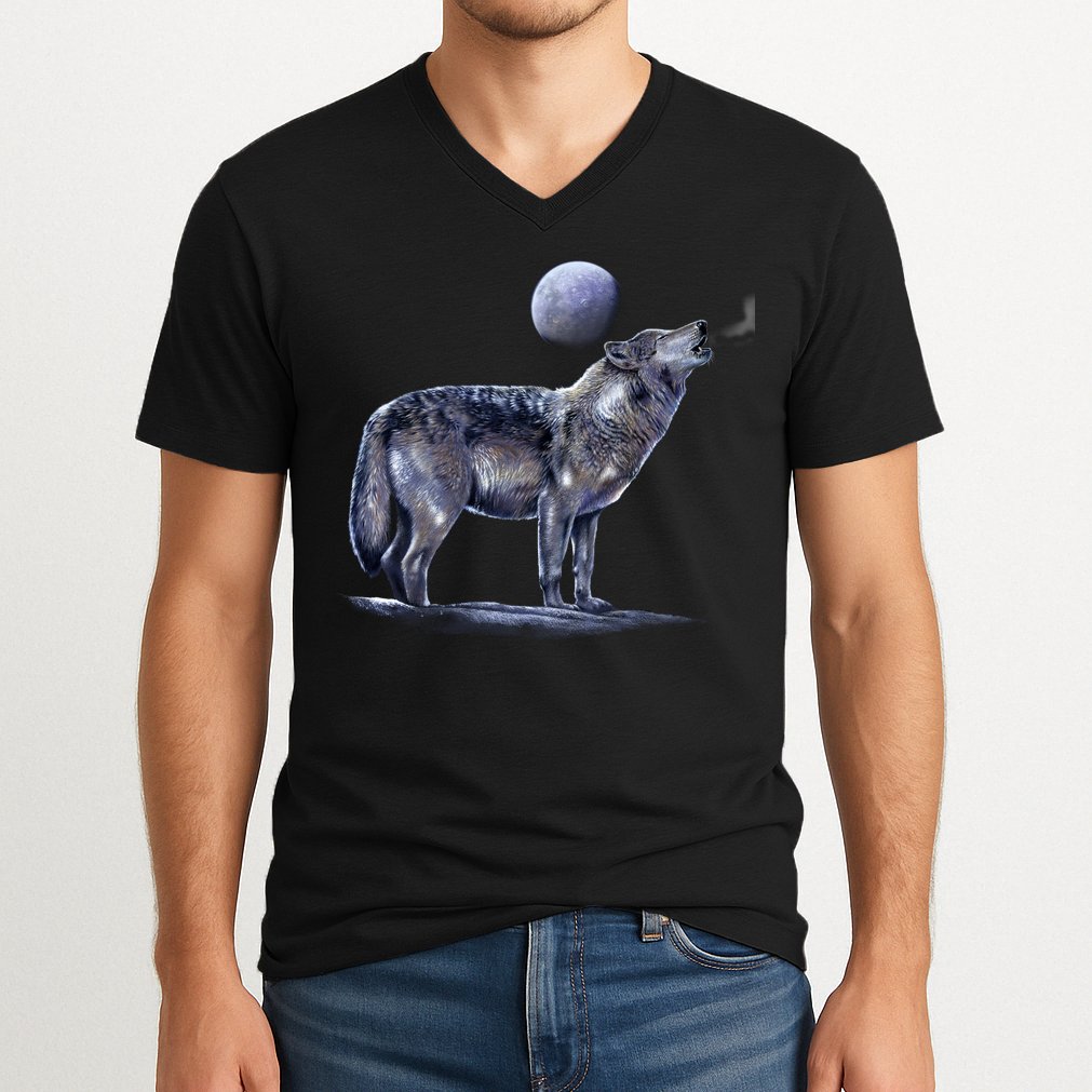 Moon Wolf V-Neck T-Shirt