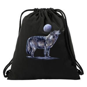 Moon Wolf Drawstring Bag