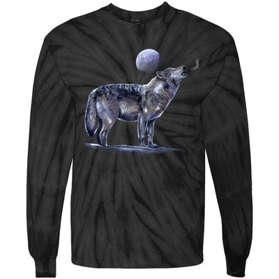 Moon Wolf Tie-Dye Long Sleeve Shirt