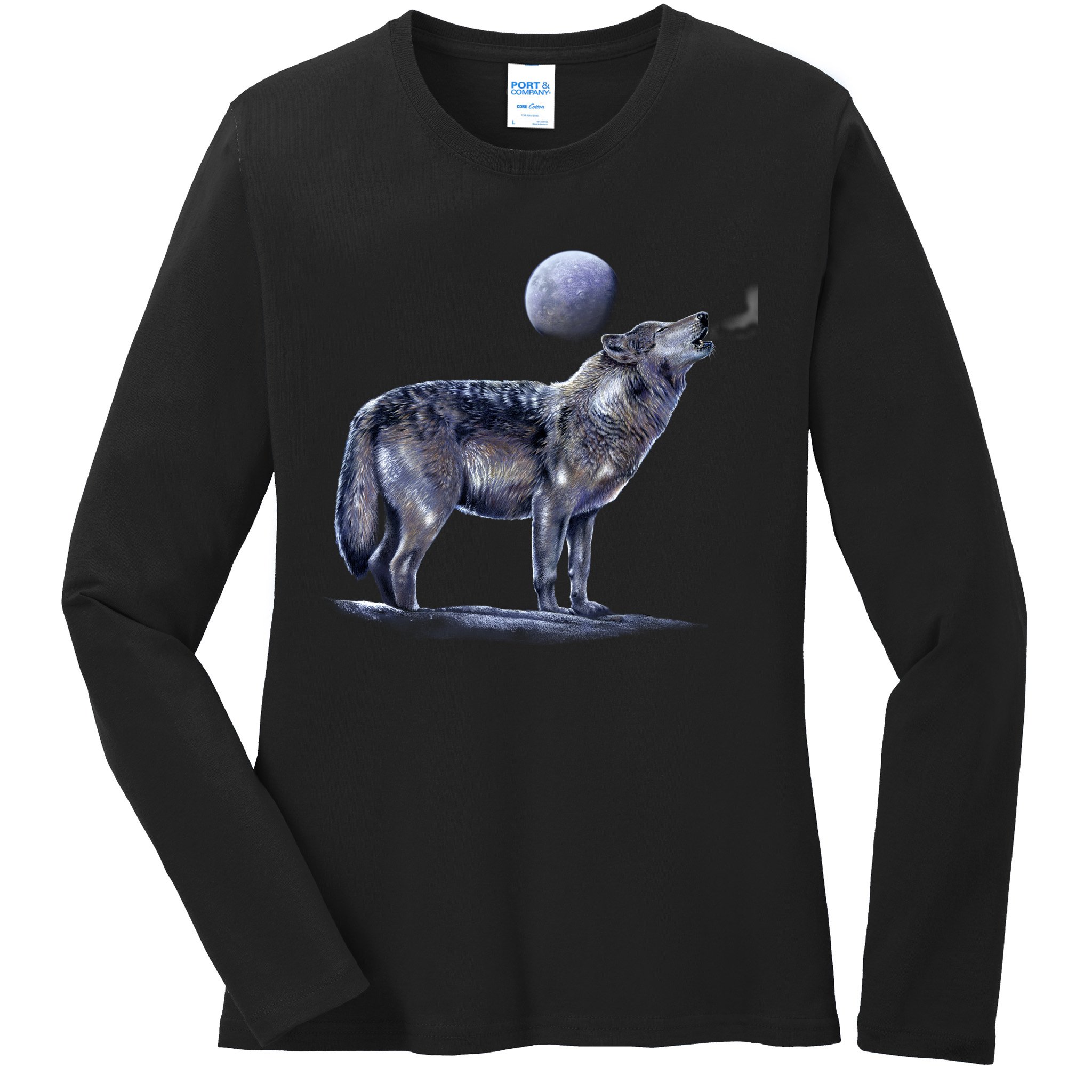Moon Wolf Ladies Long Sleeve Shirt