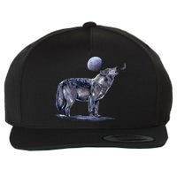 Moon Wolf Wool Snapback Cap