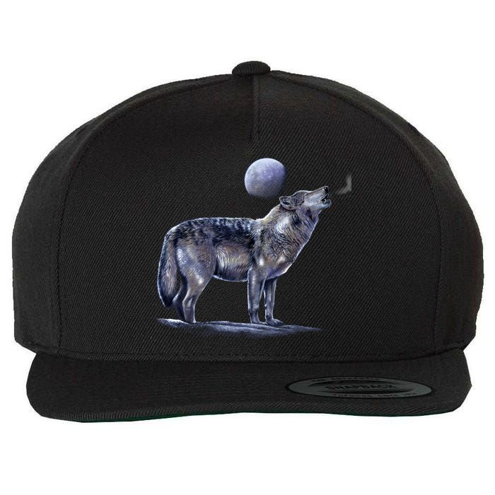 Moon Wolf Wool Snapback Cap