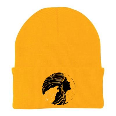 Moon Wolf Illustration Knit Cap Winter Beanie