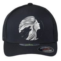 Moon Wolf Illustration Flexfit Unipanel Trucker Cap