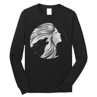 Moon Wolf Illustration Long Sleeve Shirt