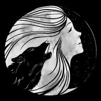 Moon Wolf Illustration Apron