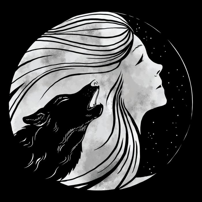Moon Wolf Illustration Apron