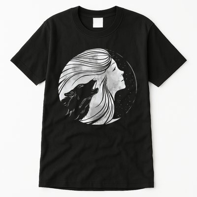 Moon Wolf Illustration Tall T-Shirt